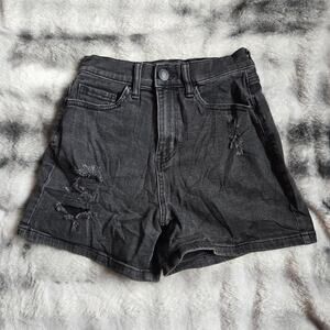 Black Distressed High Rise Denim Shorts Juniors 3 / 26W